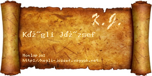 Kégli József névjegykártya